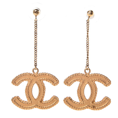 Chanel CC Drop Earrings Matte Gold 1 of 6