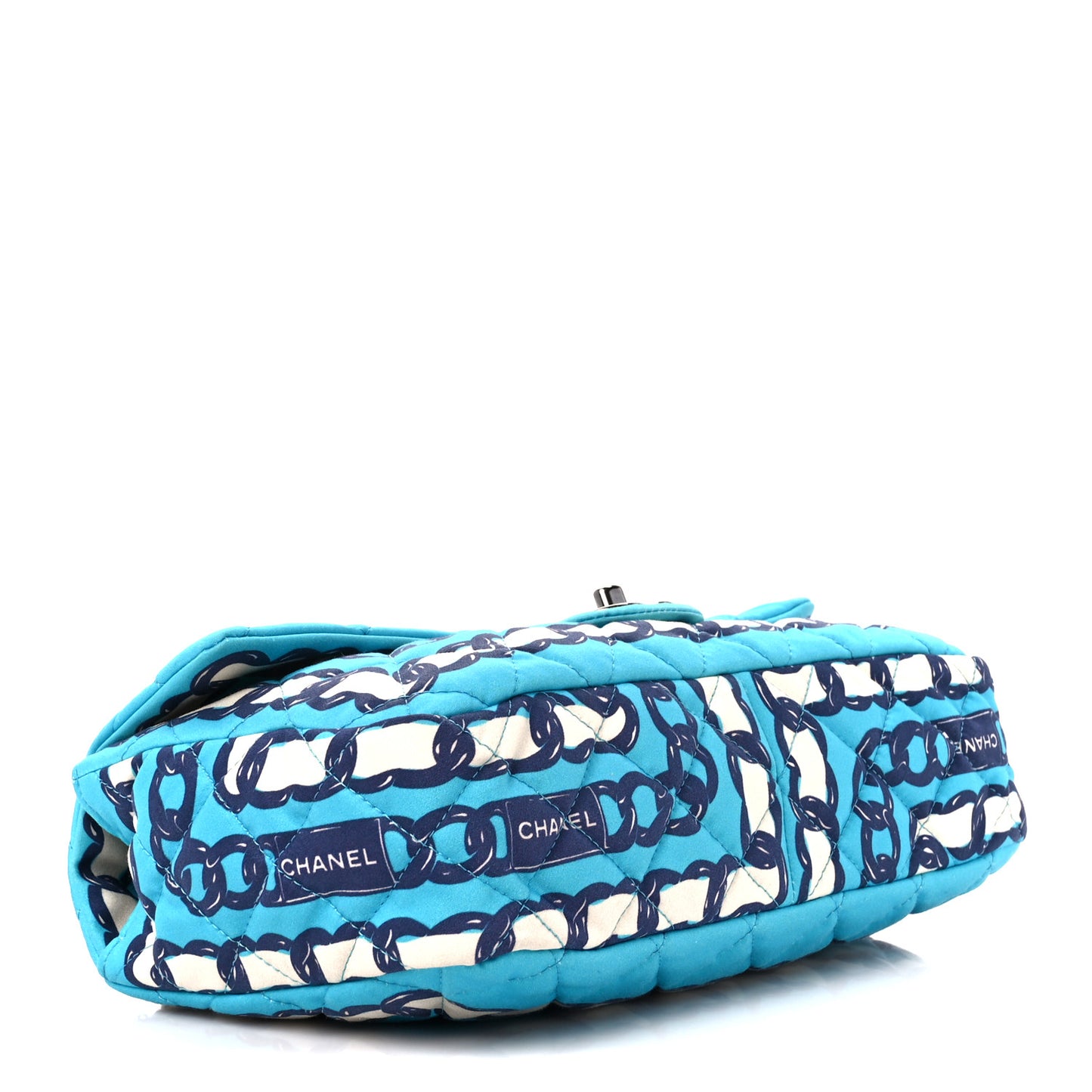 Silk Chain Printed Medium Single Flap Blue