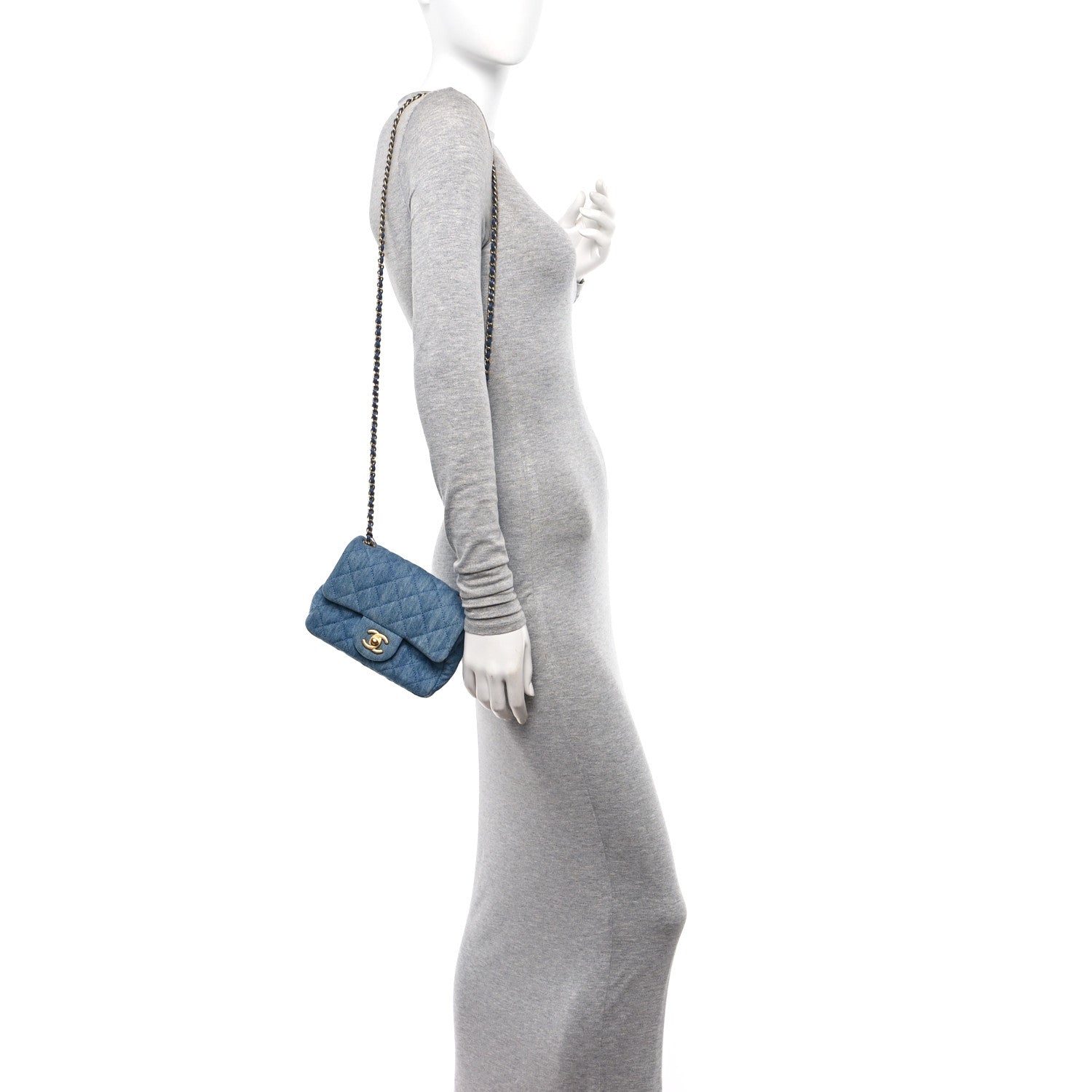 Chanel Denim Quilted Mini Pearl Crush Flap Blue 2 of 12