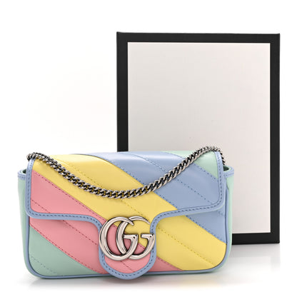 Gucci Calfskin Matelasse Diagonal Super Mini GG Marmont Shoulder Bag Multicolor Pastel 12 of 12