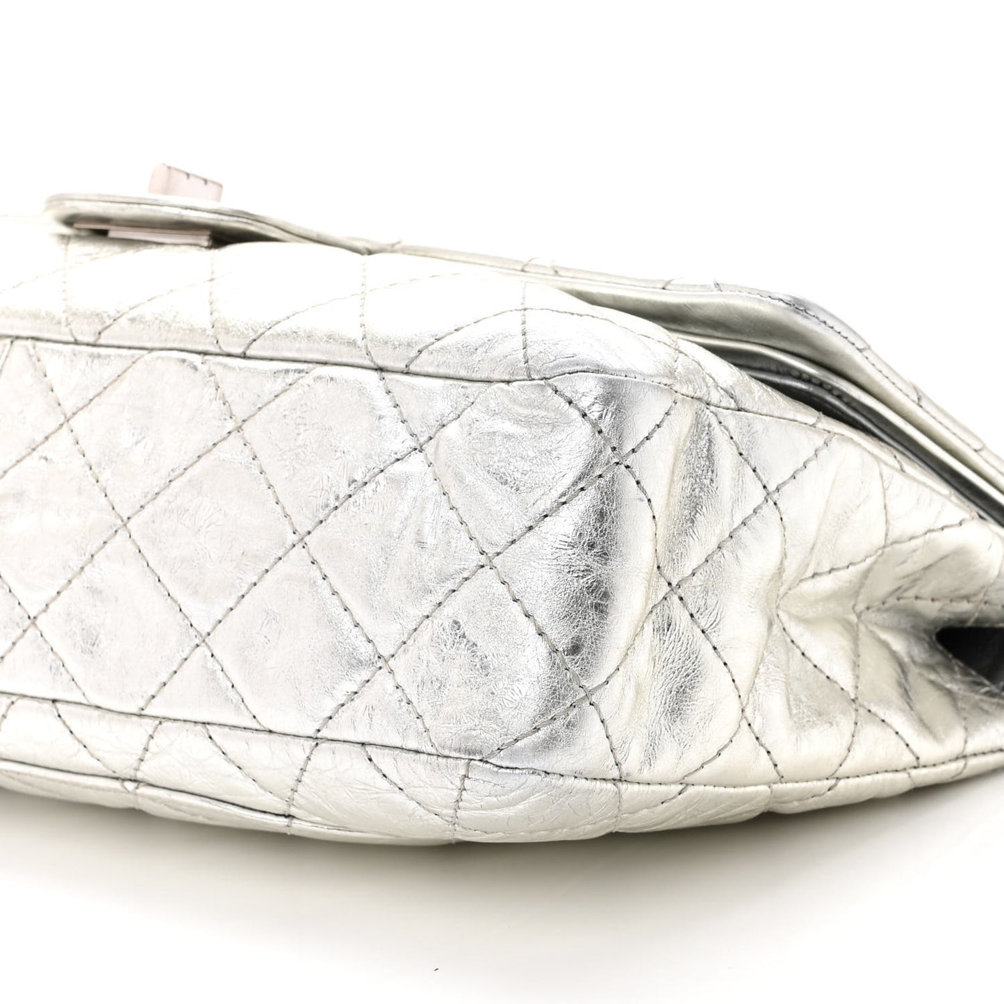 Metallic Aged Calfskin Quilted 2.55 Reissue 227 Flap Silver