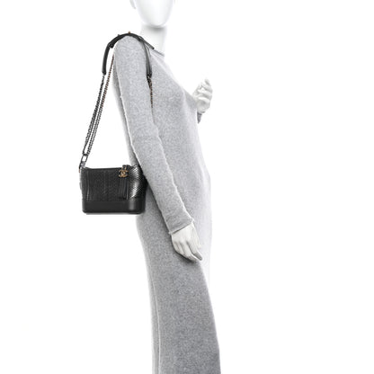 Chanel Metallic Snakeskin Small Gabrielle Hobo Black 2 of 10