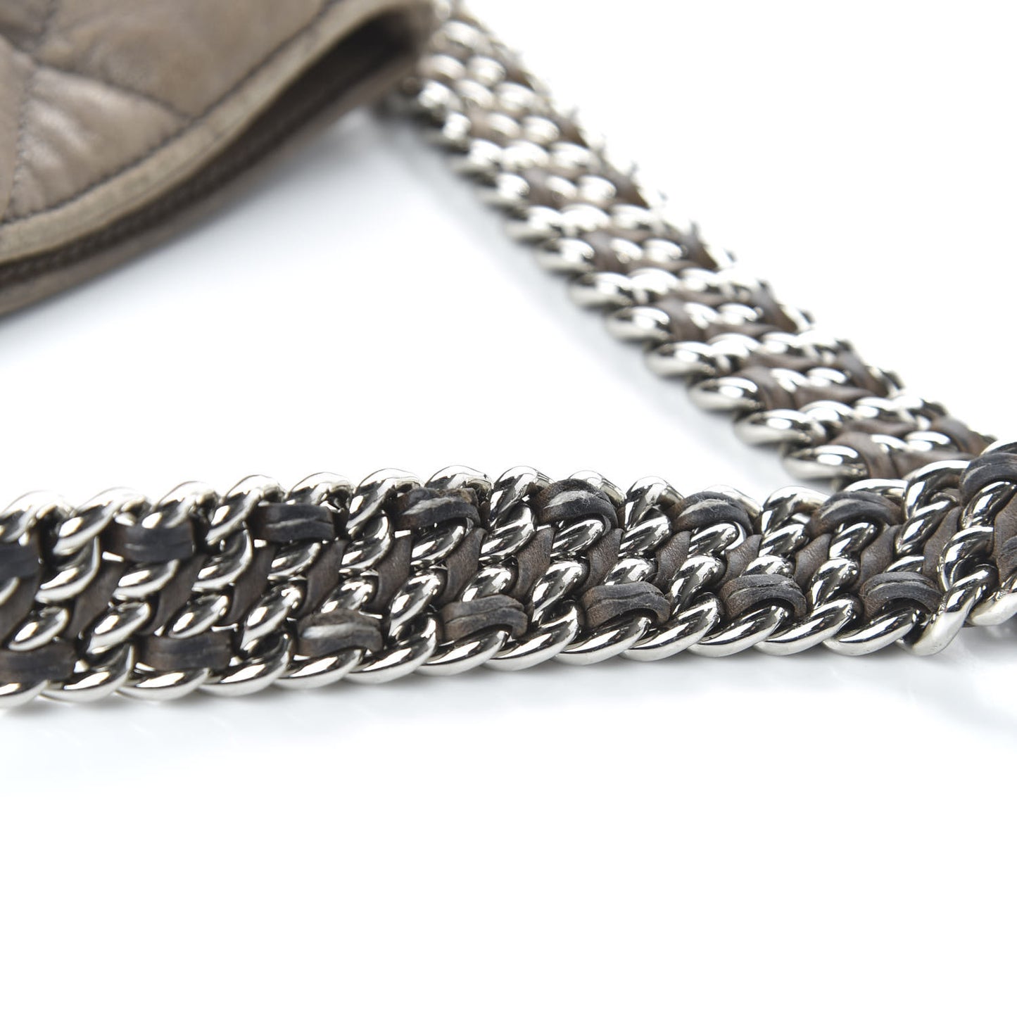 Washed Lambskin Chain Around Hobo Taupe