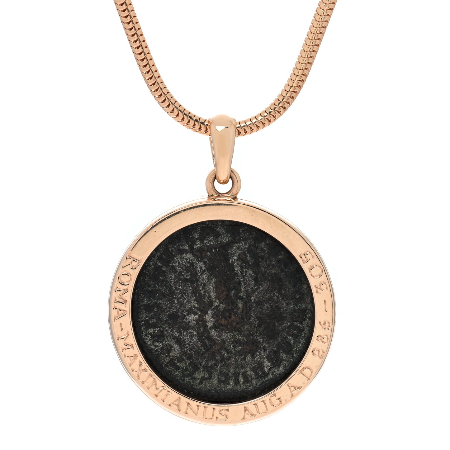18K Rose Gold Monete Coin Pendant Necklace