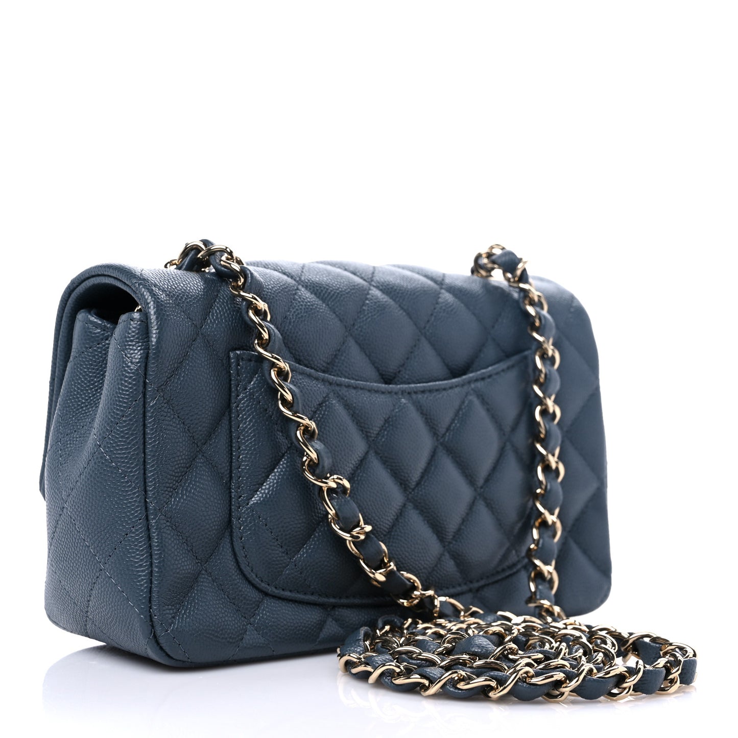 Caviar Quilted Mini Rectangular Flap Dark Grey