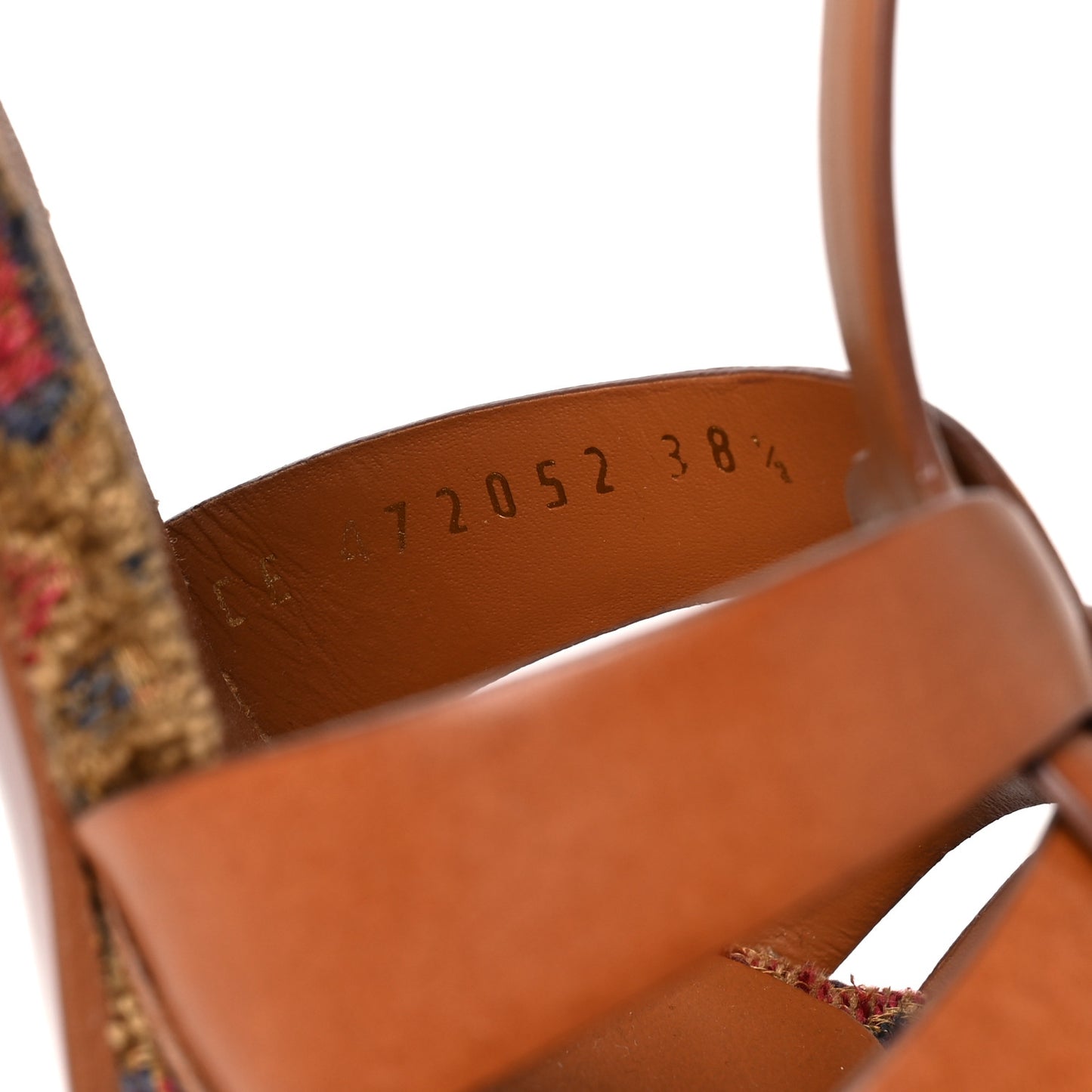 Calfskin Tapestry Marrakech Tribute 105 Platform Sandals 38.5 Ambra Sapphire
