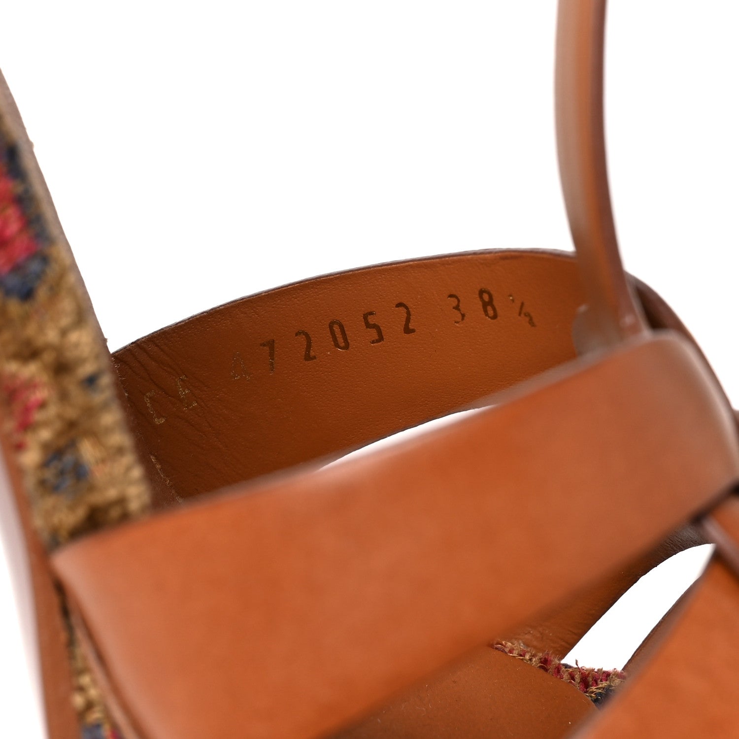 Saint Laurent Calfskin Tapestry Marrakech Tribute 105 Platform Sandals 38.5 Ambra Sapphire 8 of 8
