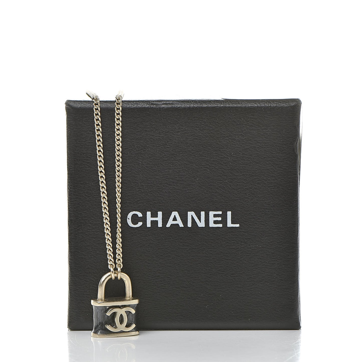 Resin Lock Necklace Black Gold