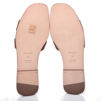 Hermes Box Calfskin Oran Sandals 40 Gold 5 of 10