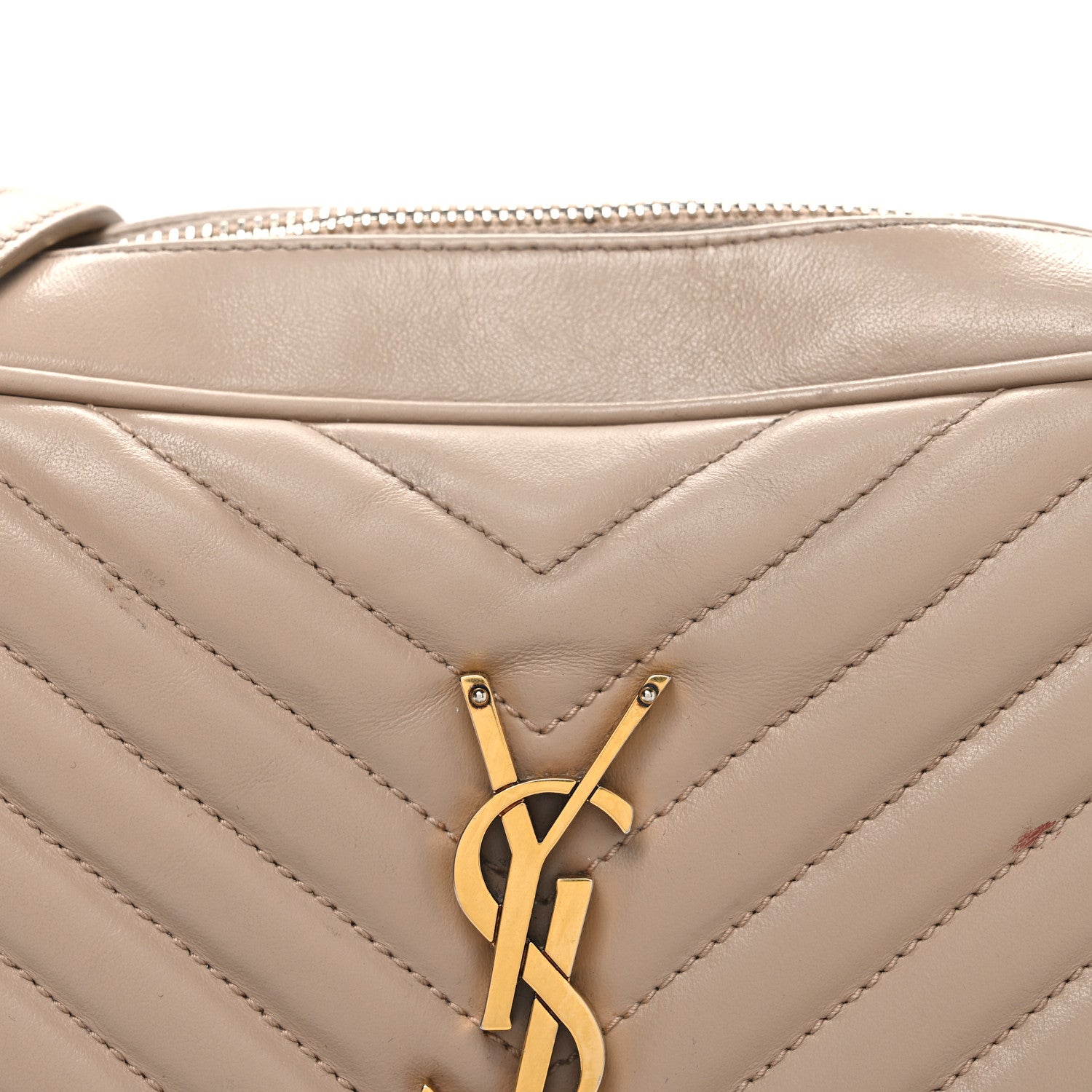 Saint Laurent Calfskin Matelasse Monogram Lou Camera Bag Dark Beige 8 of 12