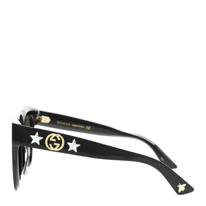 Gucci Acetate Crystal Star Round Frame Sunglasses GG0208S Black 3 of 9