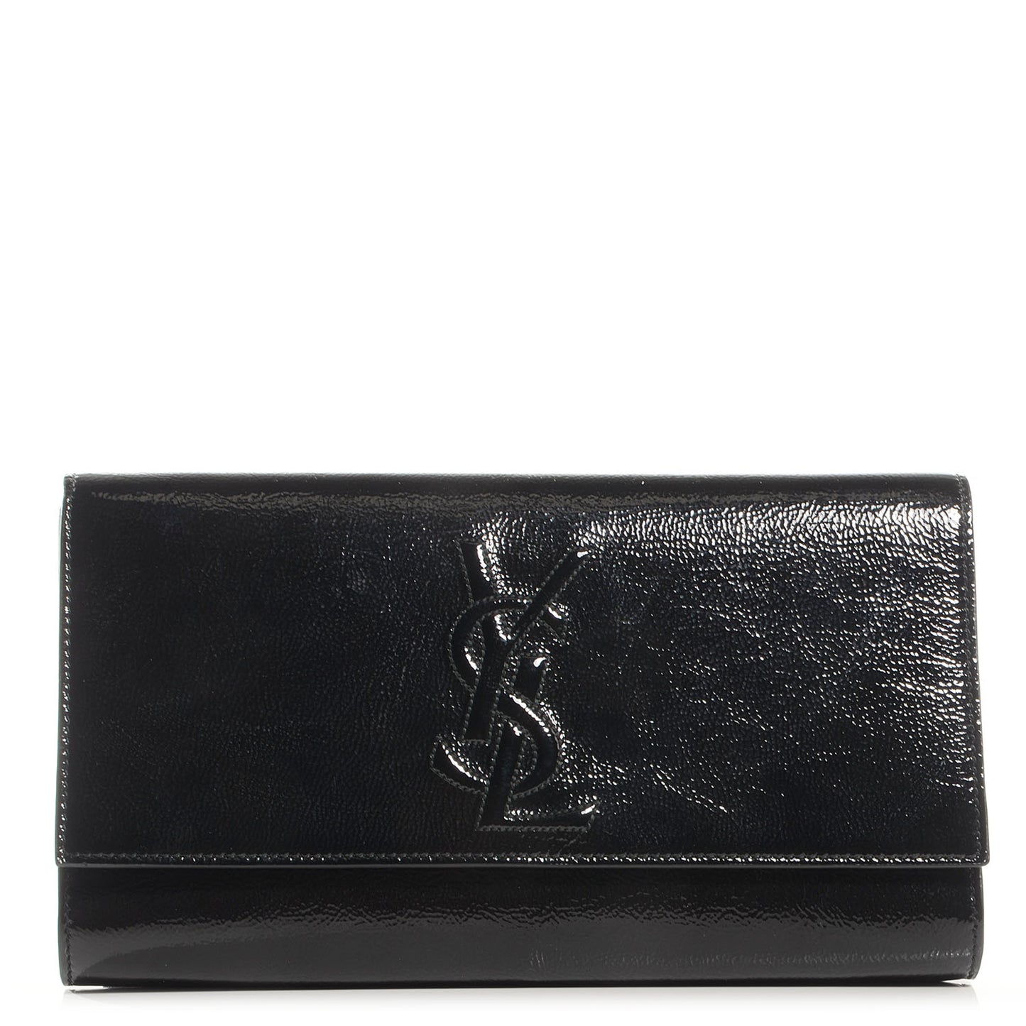 Textured Patent Monogram Large Belle De Jour Clutch Black