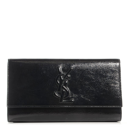 Saint Laurent Textured Patent Monogram Large Belle De Jour Clutch Black 1 of 7