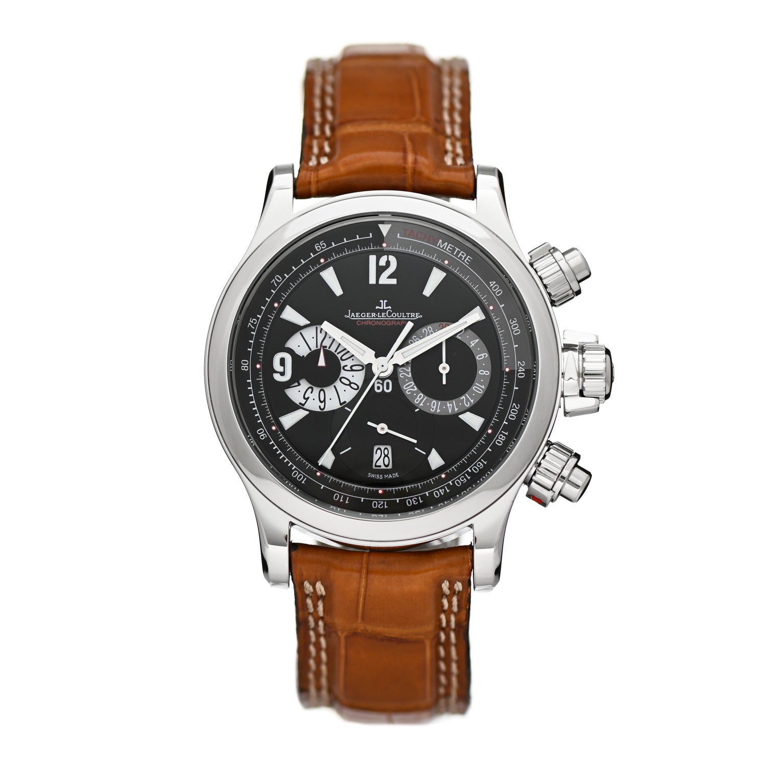 Jaeger-LeCoultre Stainless Steel Alligator 41.5mm Master Compressor Chronograph Automatic Watch Black 146.8.25 1 of 5