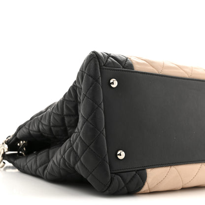 Chanel Lambskin Quilted CC Shopping Tote Black Rose Clair 10 of 16