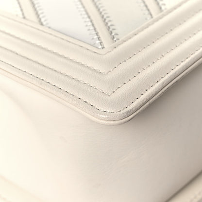 Chanel Caviar Suede Calfskin Chevron Medium Boy Flap White 11 of 16