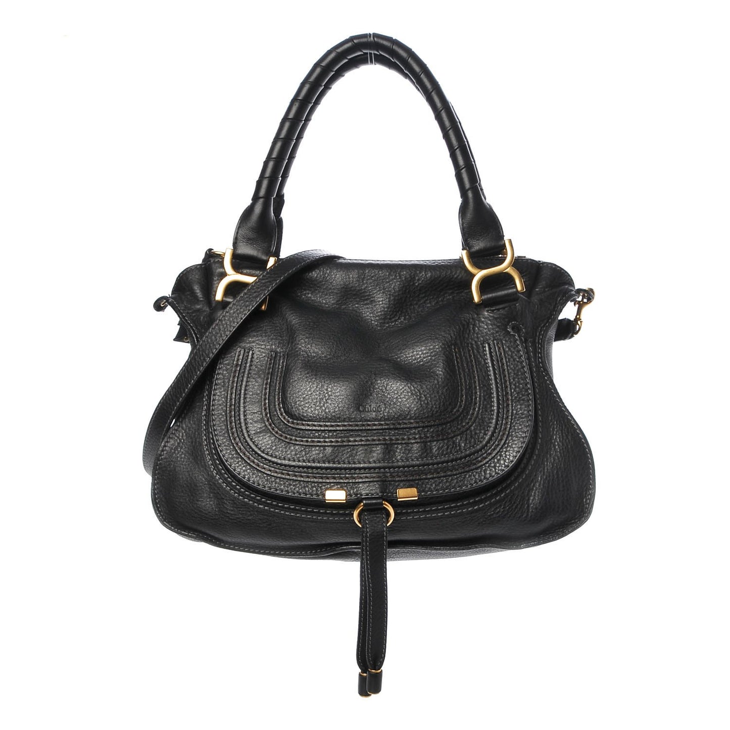 Calfskin Small Marcie Satchel Black