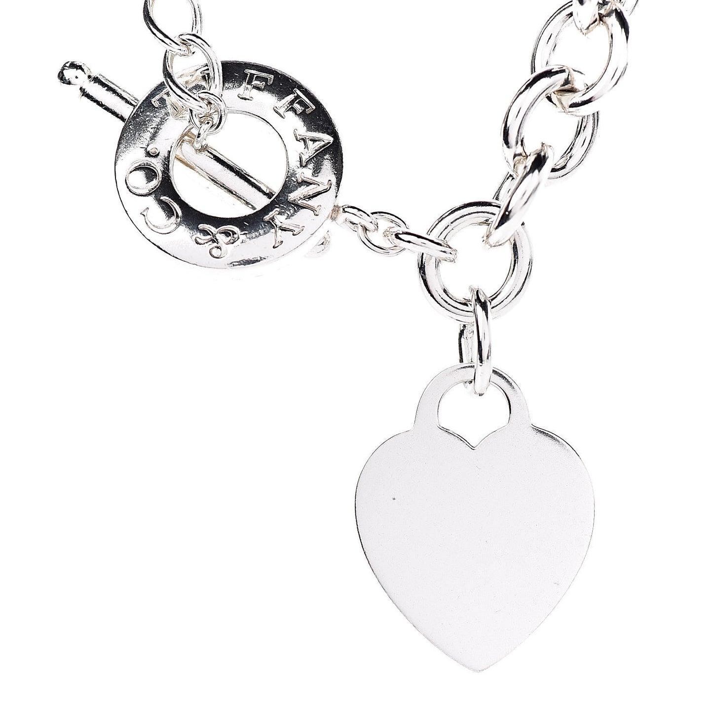 Sterling Silver Heart Tag Toggle Necklace
