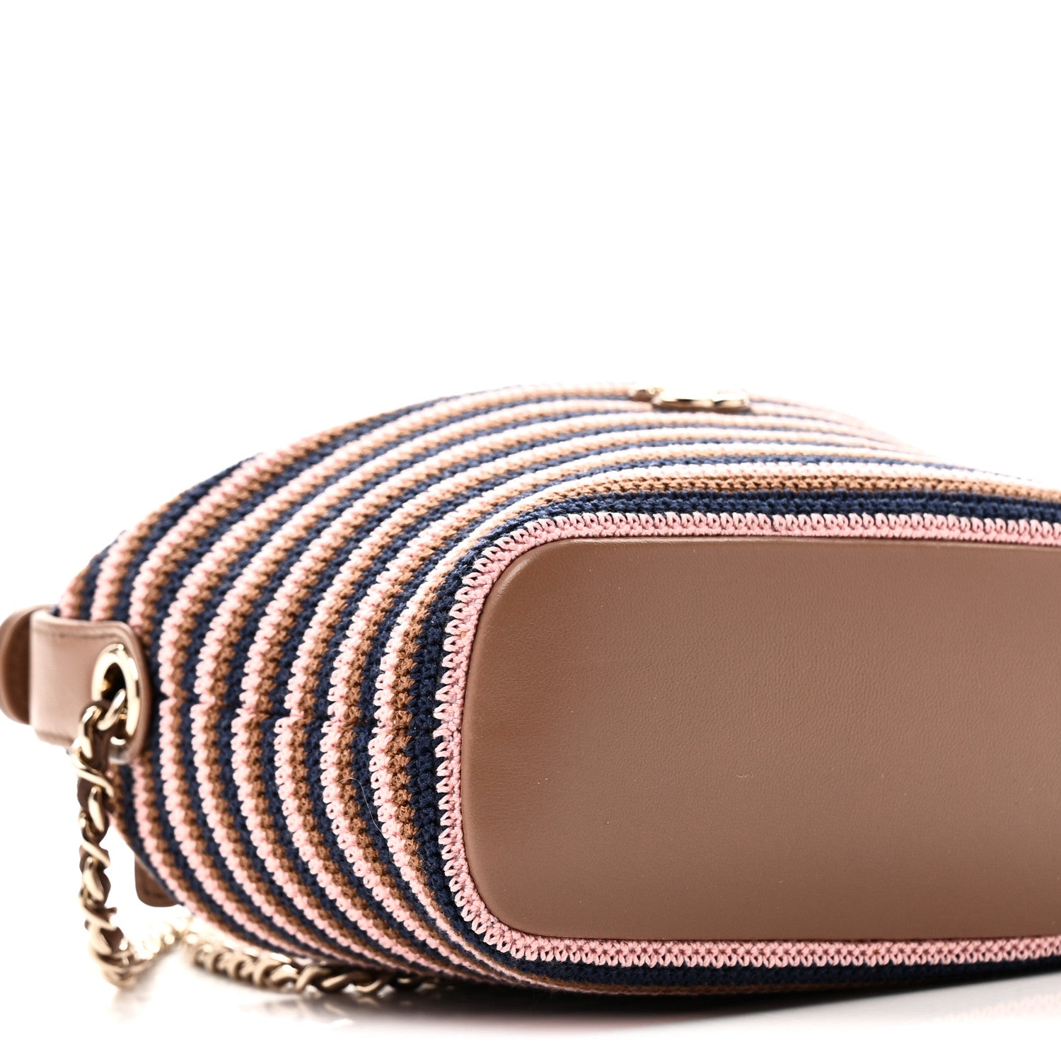 Chanel Crochet Lambskin Coco Crochet Hobo Clutch With Chain Brown Pink Navy 9 of 10