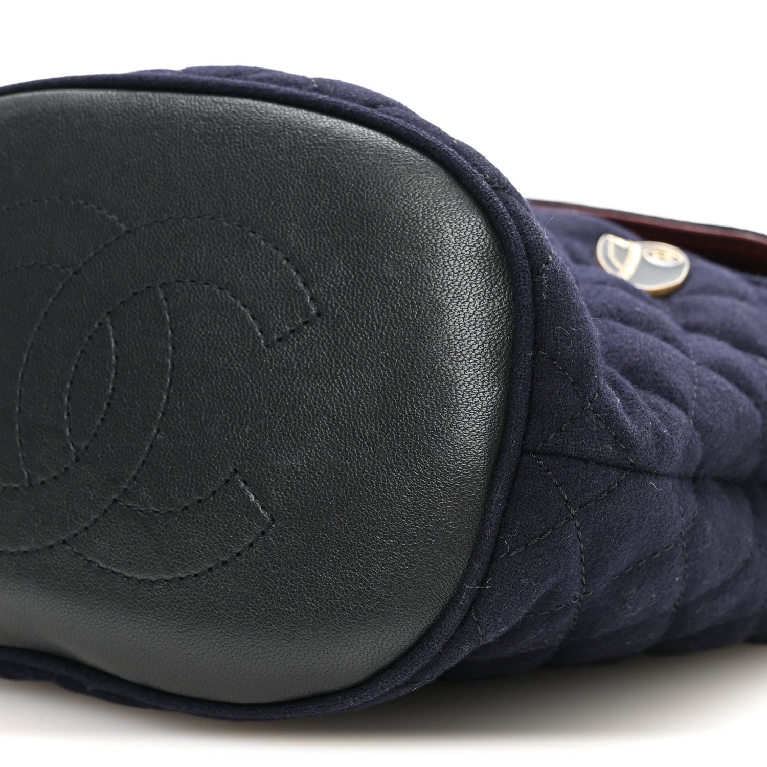 Chanel Wool Lambskin Quilted Paris Hamburg Charms Bucket Bag Dark Navy 9 of 9