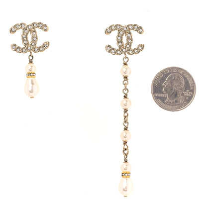 Chanel Crystal Pearl Pearls Coronation Uneven Earrings Gold 2 of 5