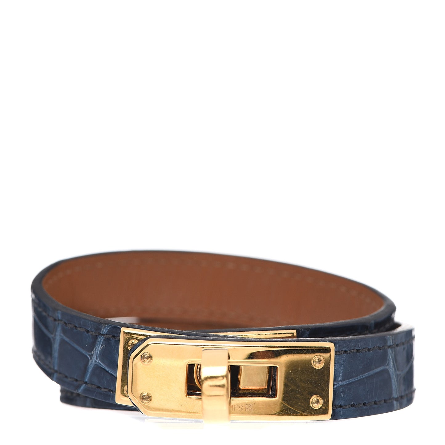 Matte Alligator Kelly Double Tour Bracelet T3 Bleu De Malte