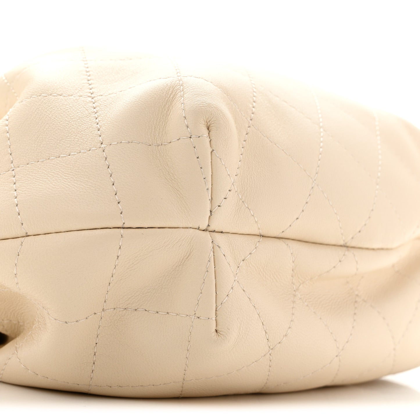 Lambskin Plexiglass Tortoise Shell Quilted Small Pouch Light Beige