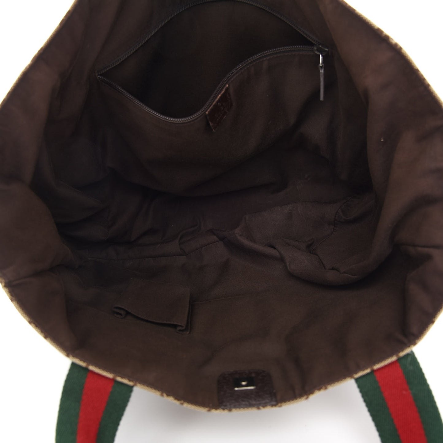 GG Monogram Medium Web Handle Tote Dark Brown