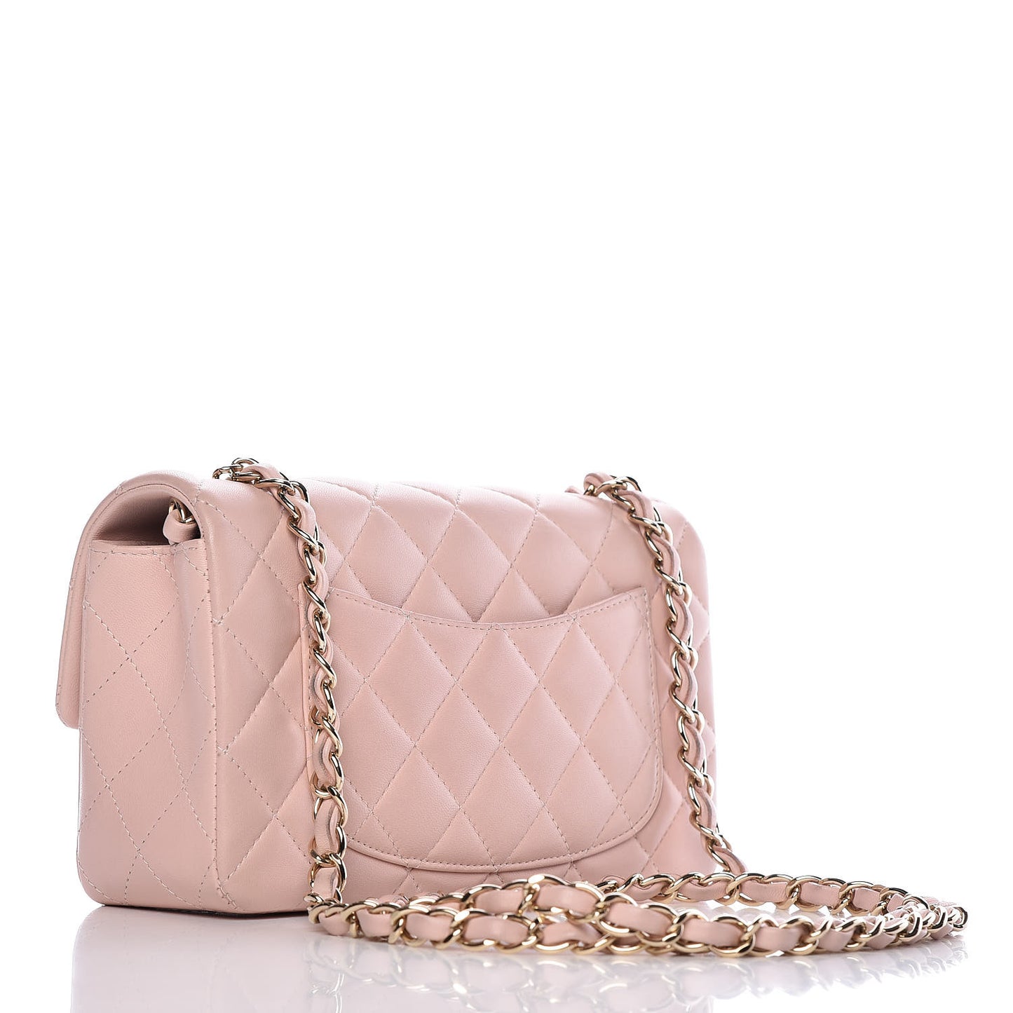 Lambskin Quilted Mini Rectangular Flap Pink