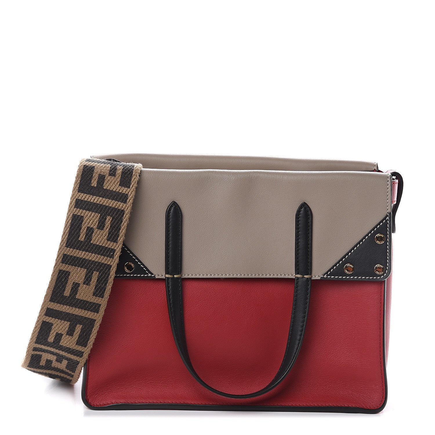 Fendi Vitello Grace FF 1974 Small Flip Tote Fragola Sepia 1 of 8