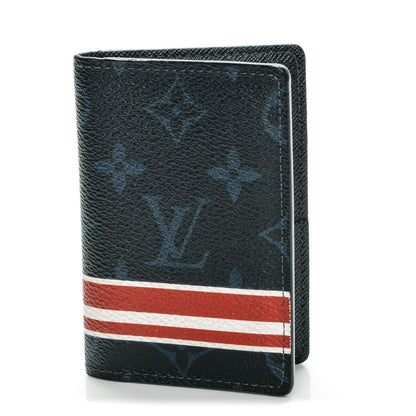 Louis Vuitton Monogram Cobalt Pocket Organizer NM Red Stripes 1 of 7