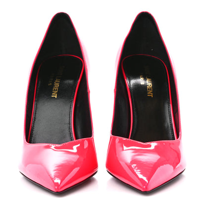Saint Laurent Patent Calfskin Kiki 100 Pumps 37.5 Fuxia Fluo 2 of 9