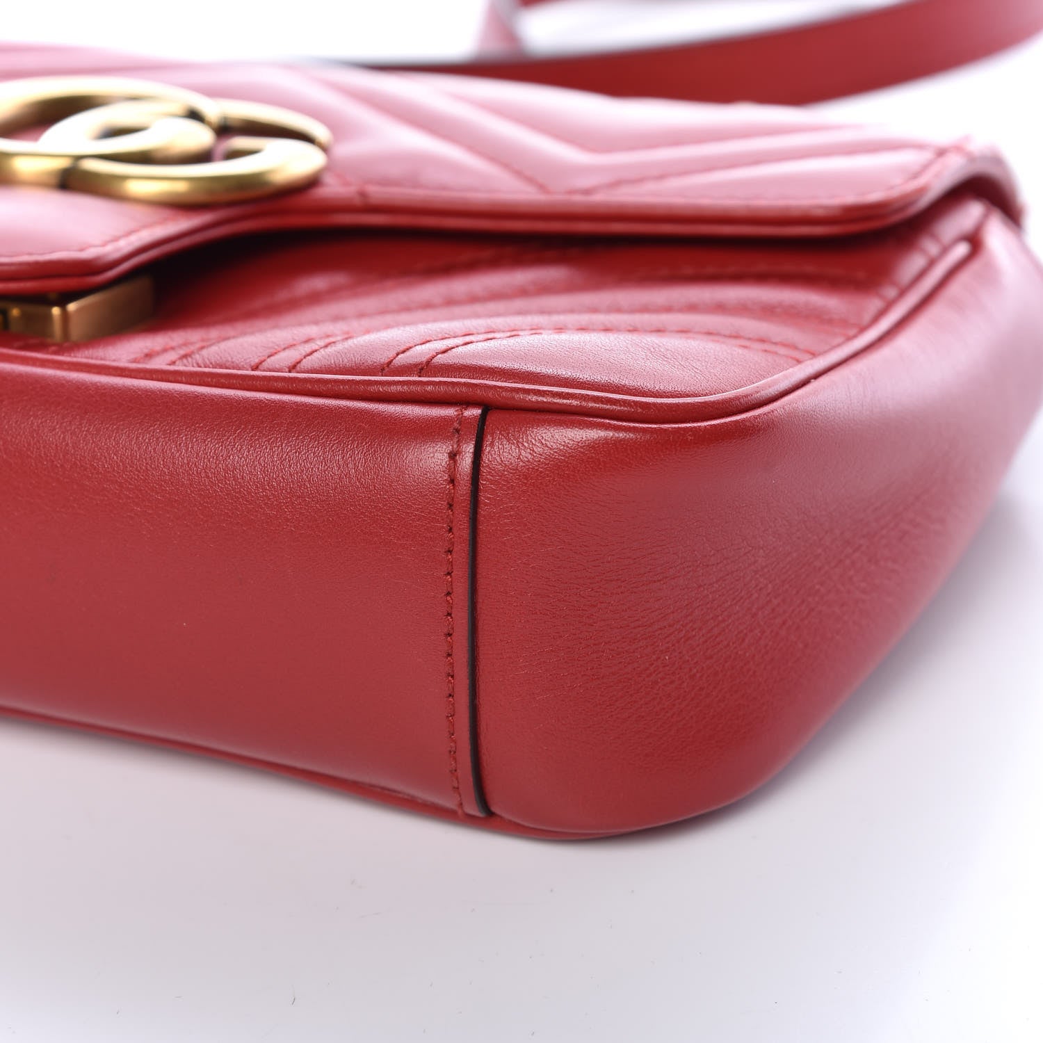 Gucci Calfskin Matelasse Mini GG Marmont Shoulder Bag Hibiscus Red 9 of 10