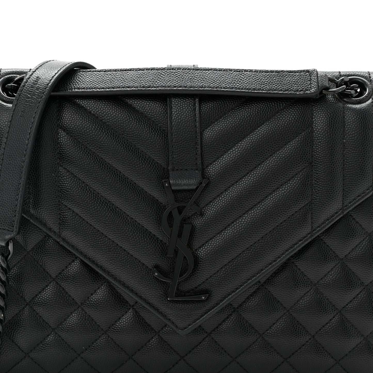 Grain De Poudre Textured Mixed Matelasse Triquilt Medium Monogram Monochrome Satchel Black