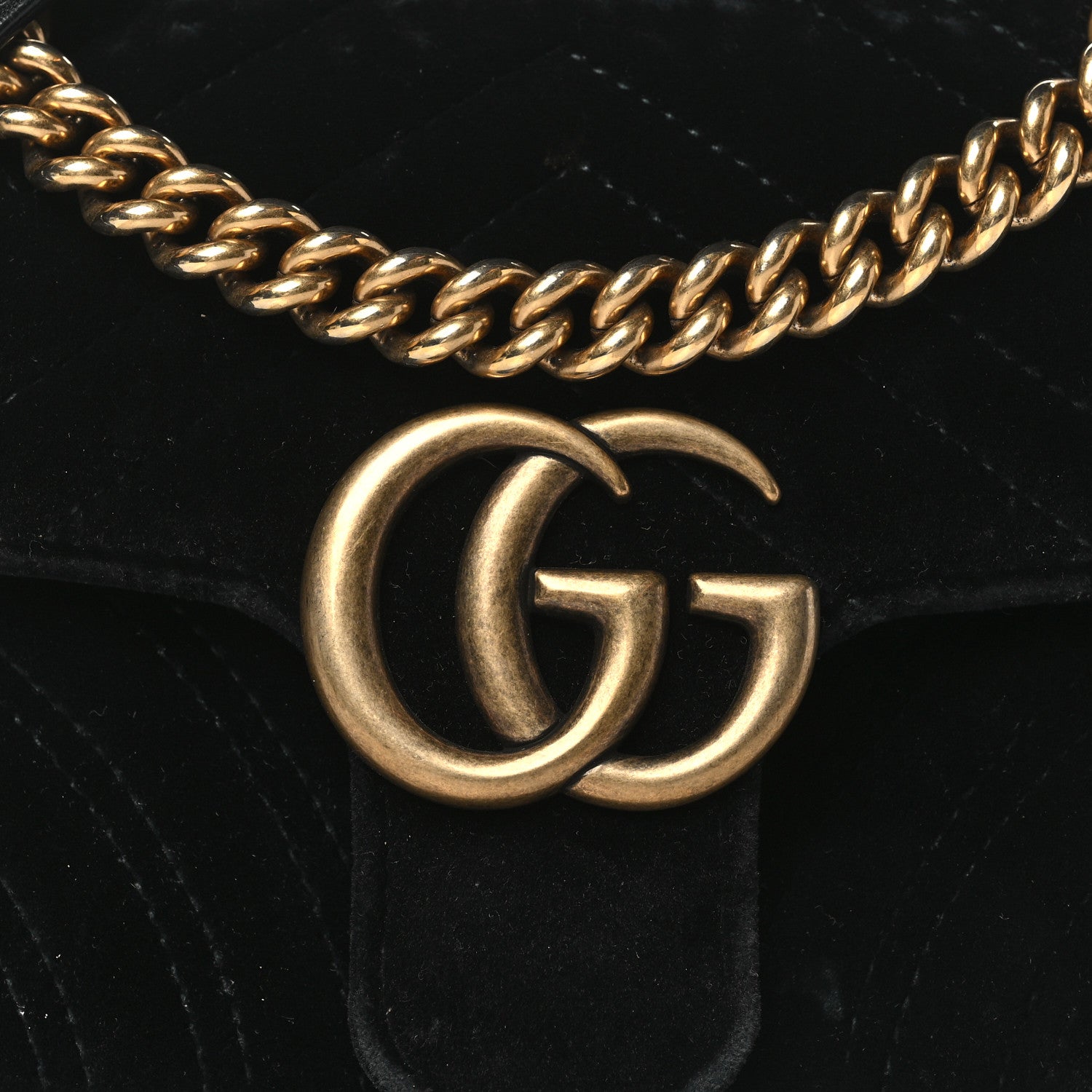 Gucci Velvet Matelasse Mini GG Marmont Shoulder Bag Black 8 of 10