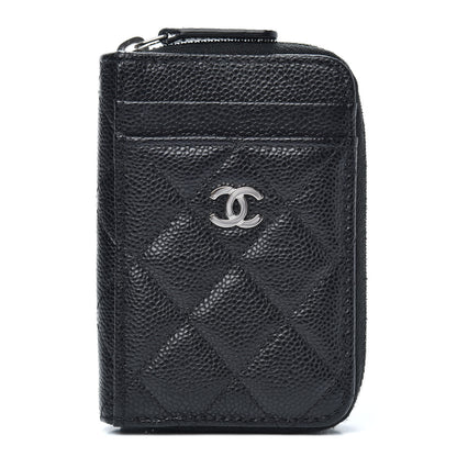 Chanel Caviar Quilted Zip Card Holder Black 1 of 8