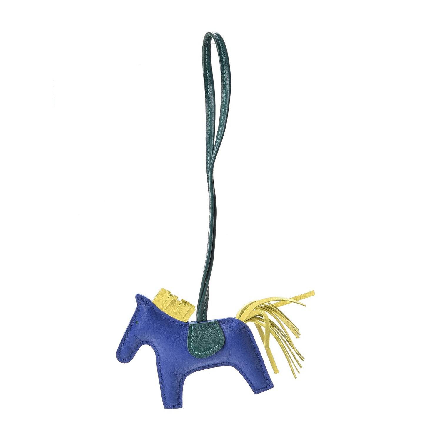 Milo Lambskin Grigri Rodeo Horse Bag Charm PM Bleu Electrique Lime Malachite