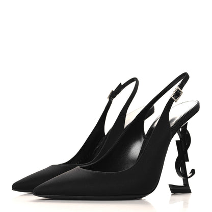 Saint Laurent Crepe De Chine Crystal Opyum 110 Slingback Pumps 37 Black 4 of 10