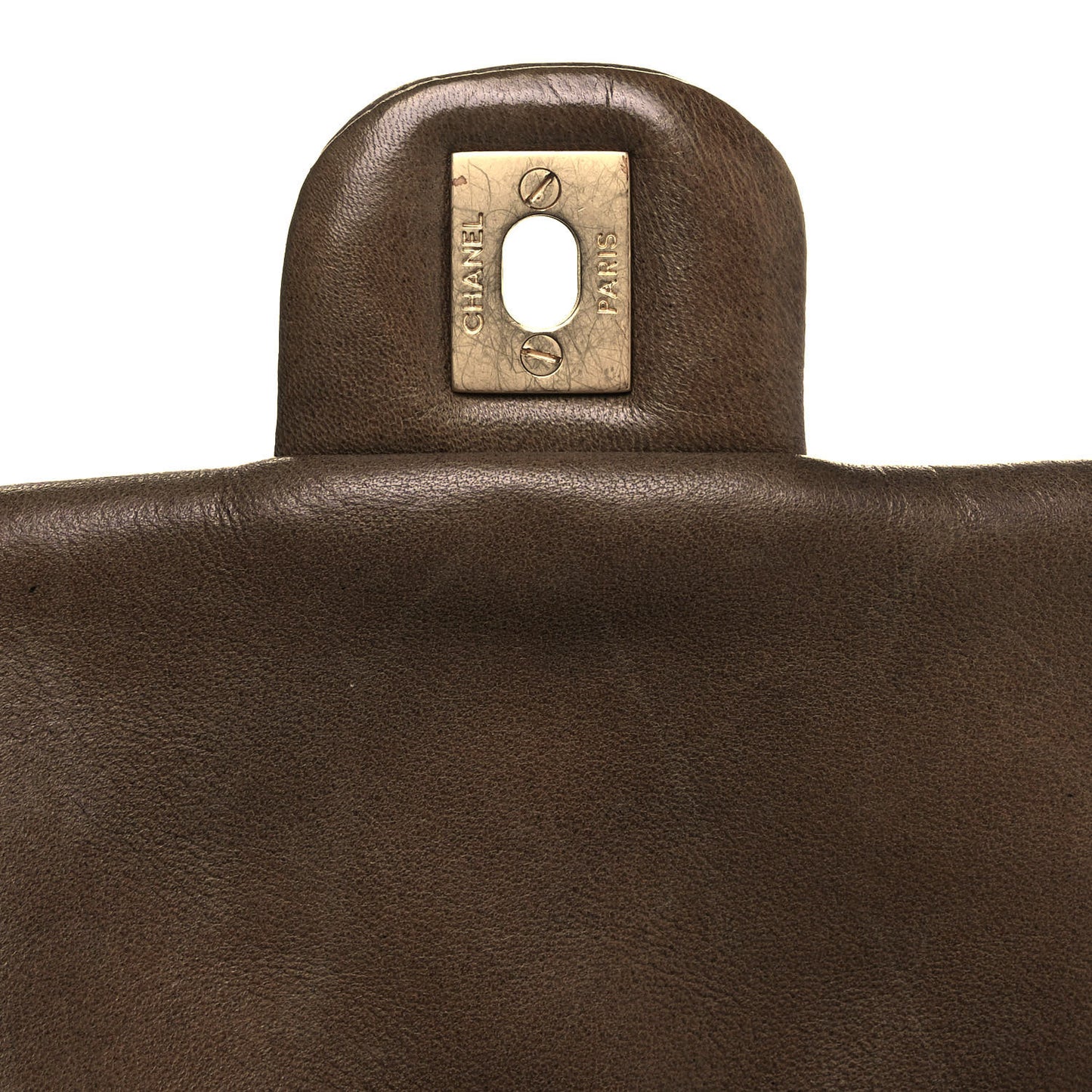 Lambskin Bubble Quilt Flap Brown