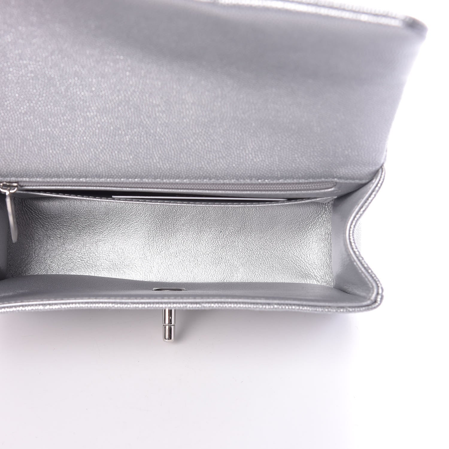 Chanel Metallic Caviar Quilted Mini Top Handle Rectangular Flap Silver 5 of 11