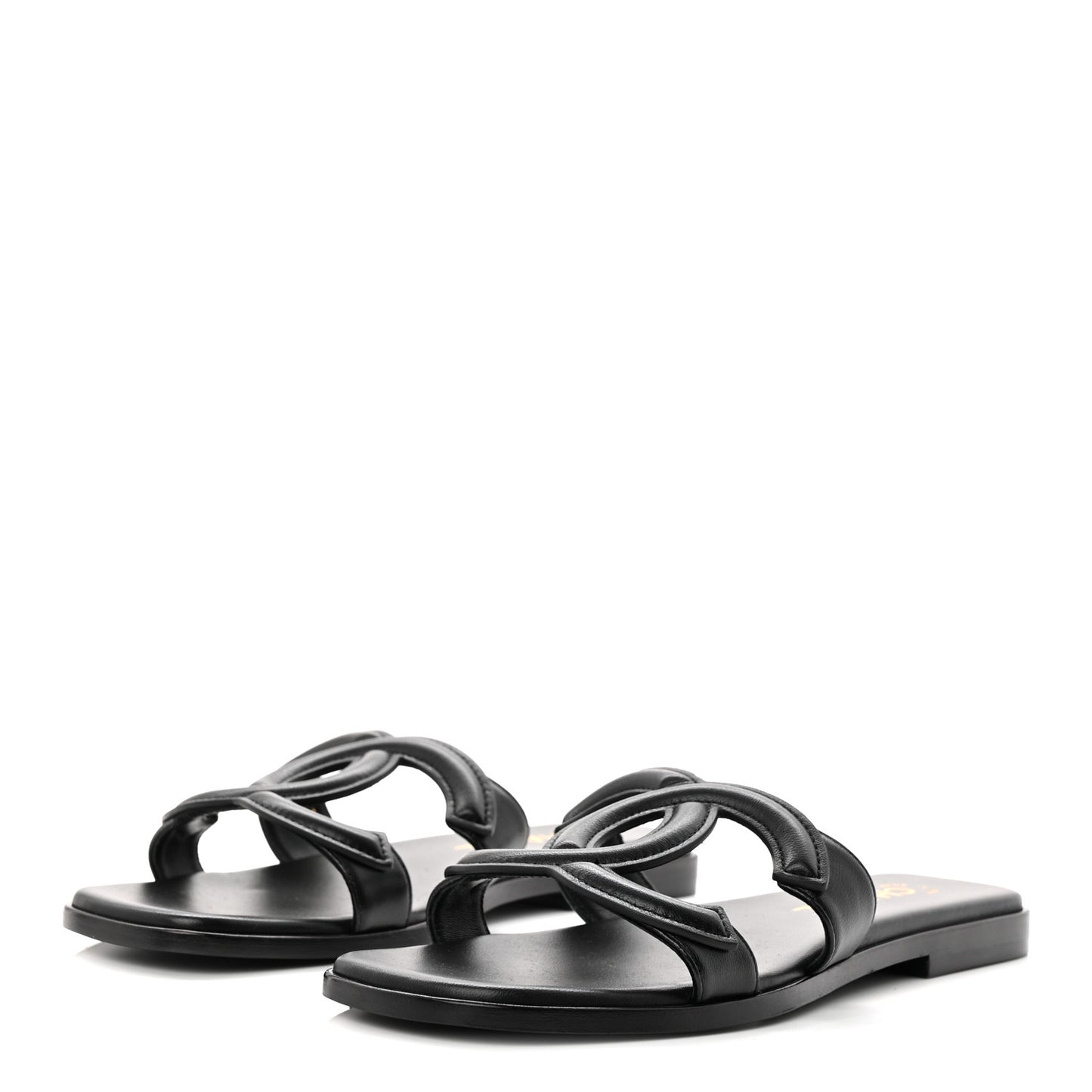 Lambskin CC Cut Out Mules Sandals 38 Black