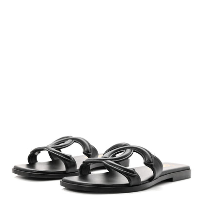 Chanel Lambskin CC Cut Out Mules Sandals 38 Black 4 of 9
