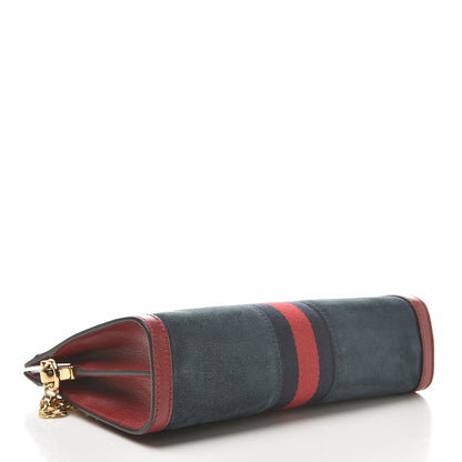Gucci Suede Calfskin Web Small Ophidia Chain Shoulder Bag New Blue Romantic Cherry 4 of 12