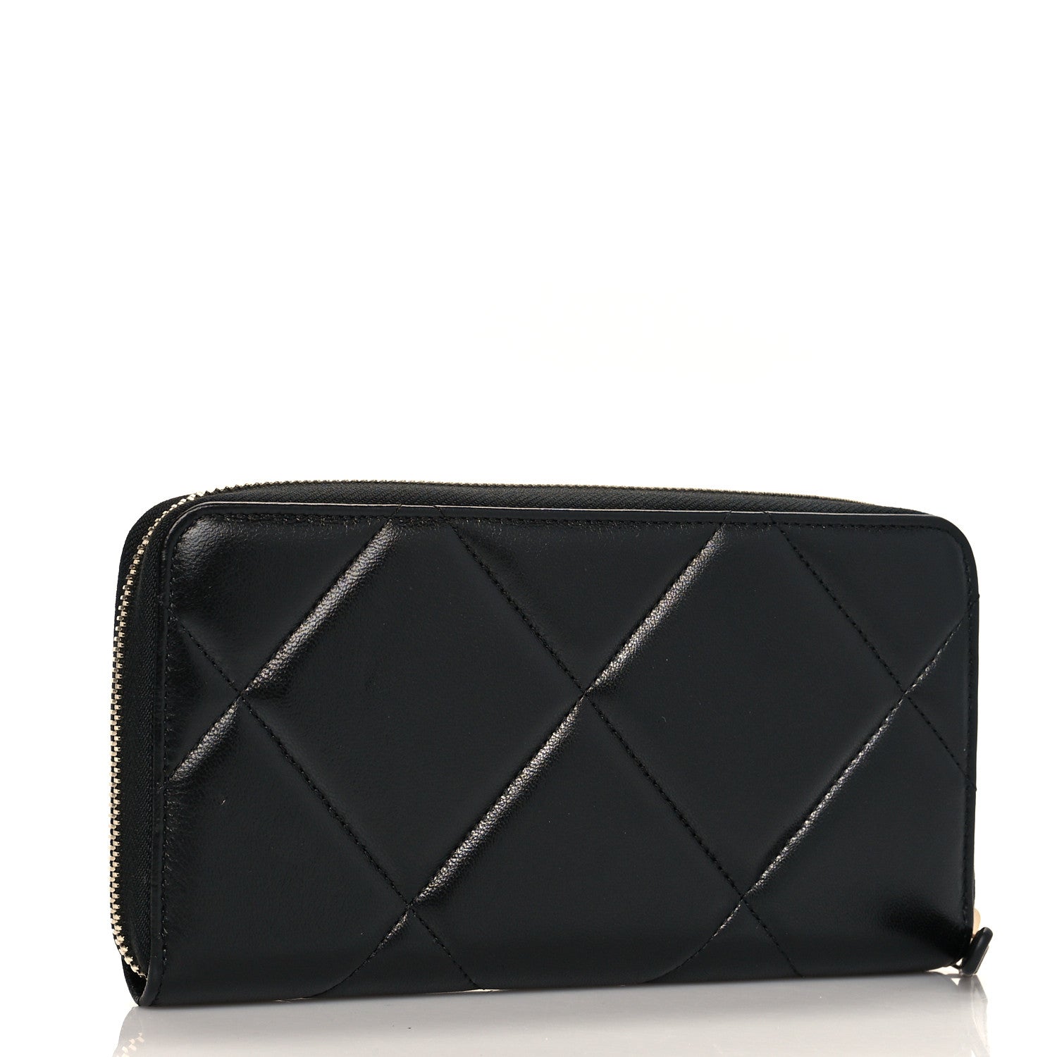 Chanel Lambskin Quilted Chanel 19 Long Zipped Around Wallet Black 3 of 13