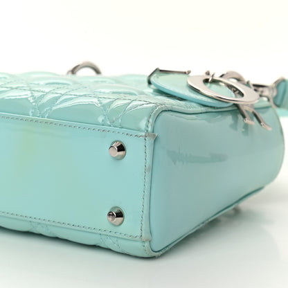 Christian Dior Patent Cannage Mini Lady Dior Light Blue 9 of 10