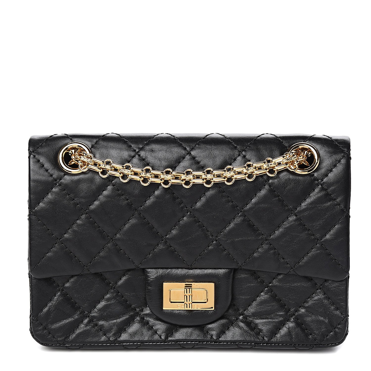 Chanel Aged Calfskin Quilted 2.55 Reissue Mini Flap Black 1 of 10