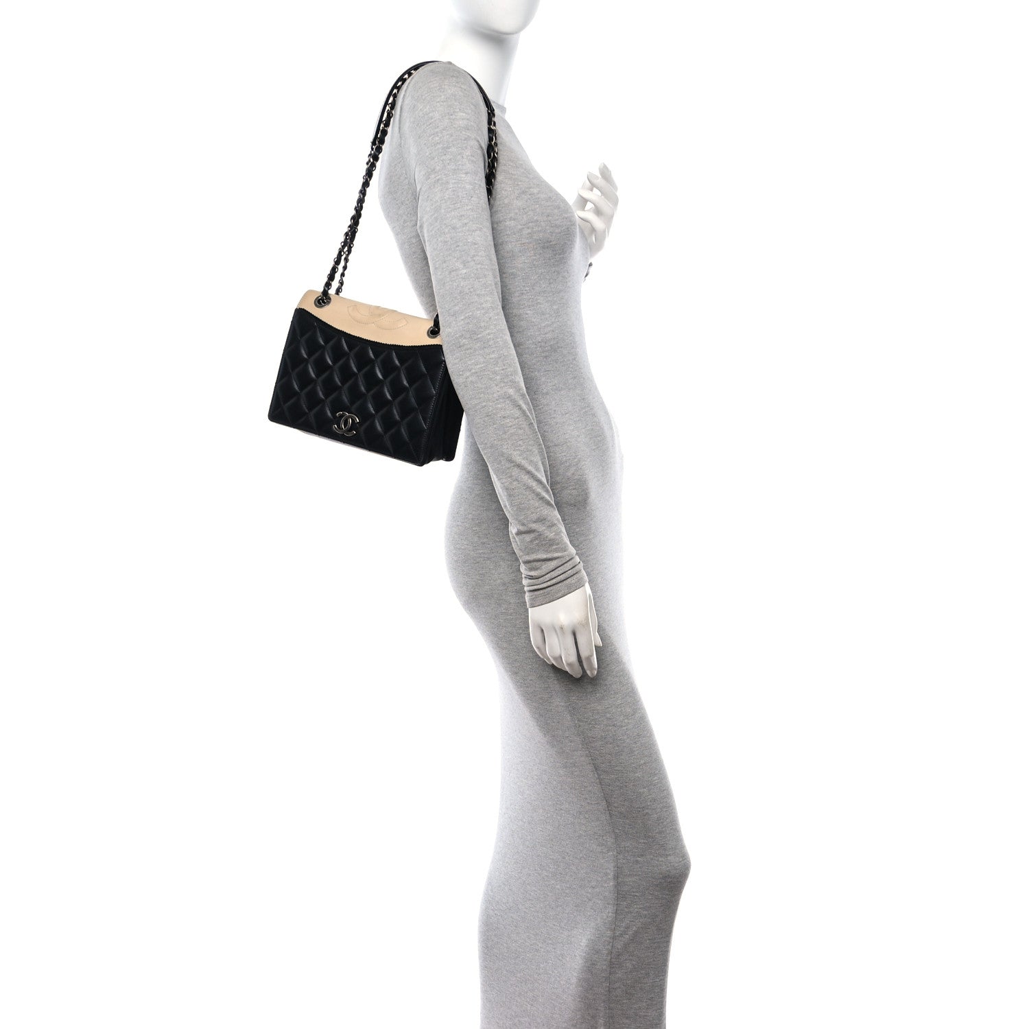 Chanel Calfskin Quilted Ballerine Flap Black Beige 3 of 15