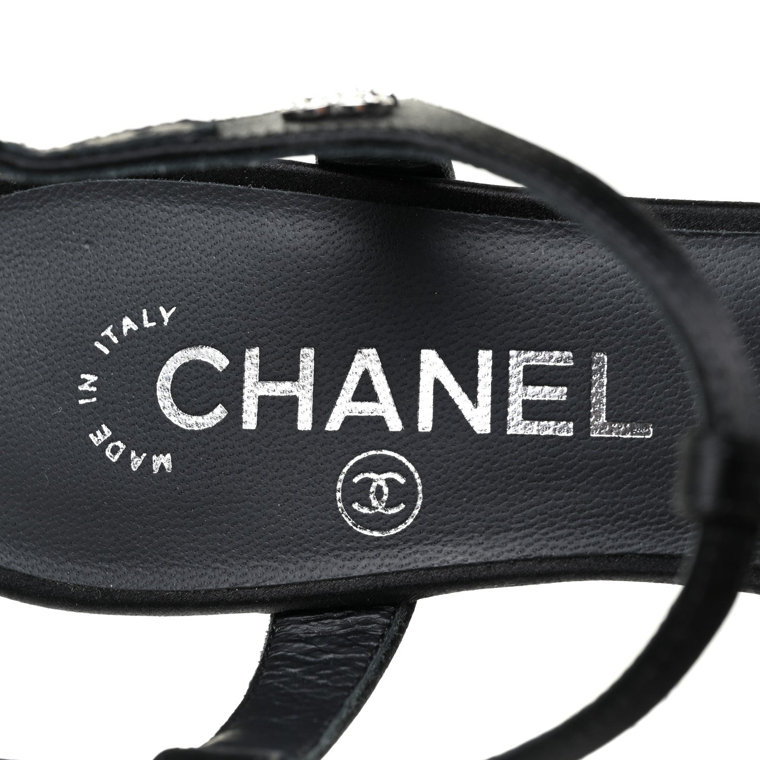 Chanel Satin Crystal CC Star Sandals 37.5 Black 8 of 9