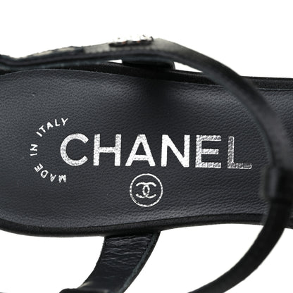 Chanel Satin Crystal CC Star Sandals 37.5 Black 8 of 9