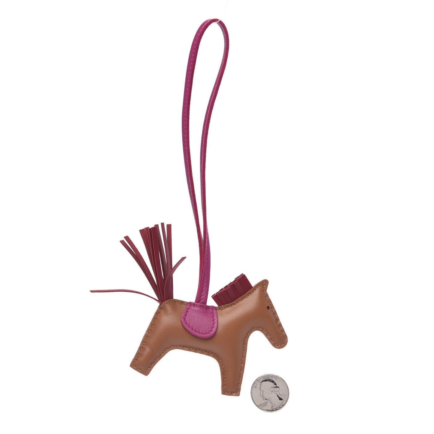 Milo Lambskin Grigri Rodeo Horse Bag Charm PM Sesame Grenat Rose Poupre